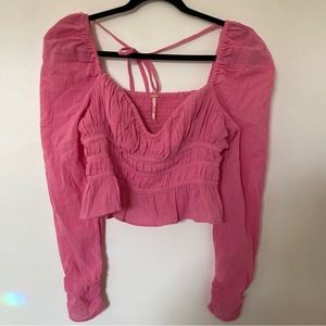 Free People Light Pink Long Sleeve Top